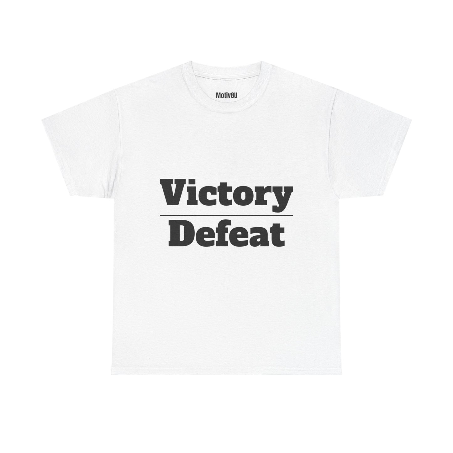 Victory Over Defeat Unisex Heavy Cotton Tee, Inspirational T-Shirt, Motivational Apparel, Gift for Spirituality, Casual Everyday Wear