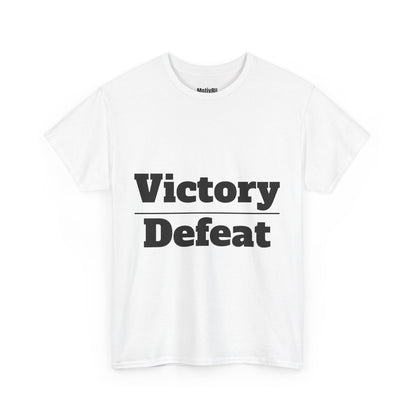 Victory Over Defeat Unisex Heavy Cotton Tee, Inspirational T-Shirt, Motivational Apparel, Gift for Spirituality, Casual Everyday Wear