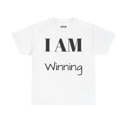 I AM Winning Unisex Heavy Cotton Tee, Inspirational T-Shirt, Motivational Apparel, Gift for Spirituality, Casual Everyday Wear