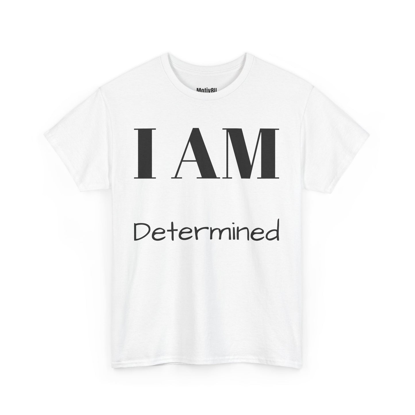 I AM Determined Unisex Heavy Cotton Tee, Inspirational T-Shirt, Motivational Apparel, Gift for Spirituality, Casual Everyday Wear