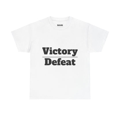 Victory Over Defeat Unisex Heavy Cotton Tee, Inspirational T-Shirt, Motivational Apparel, Gift for Spirituality, Casual Everyday Wear
