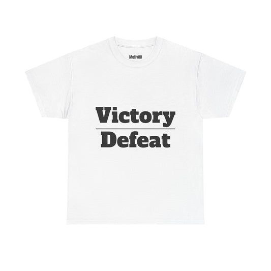 Victory Over Defeat Unisex Heavy Cotton Tee, Inspirational T-Shirt, Motivational Apparel, Gift for Spirituality, Casual Everyday Wear