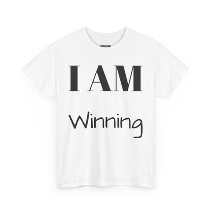 I AM Winning Unisex Heavy Cotton Tee, Inspirational T-Shirt, Motivational Apparel, Gift for Spirituality, Casual Everyday Wear